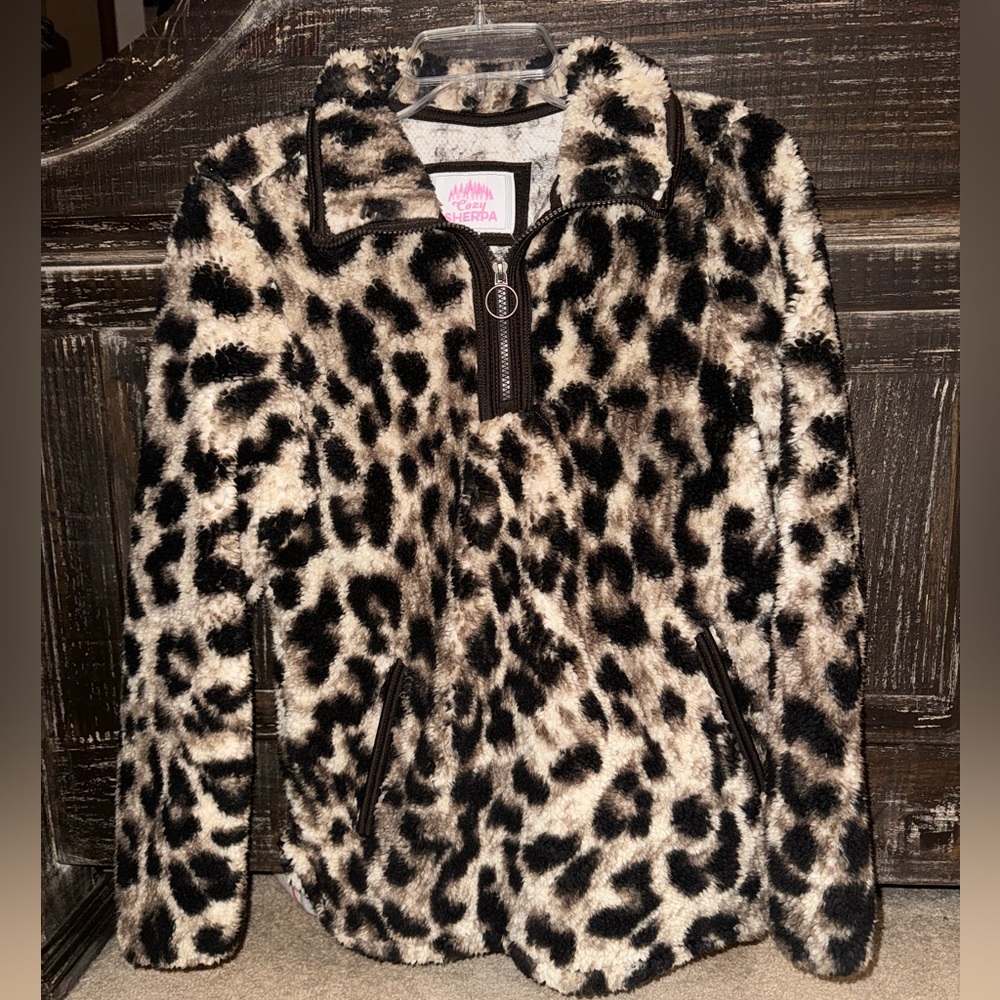 Cozy Sherpa Cheetah Print Pullover